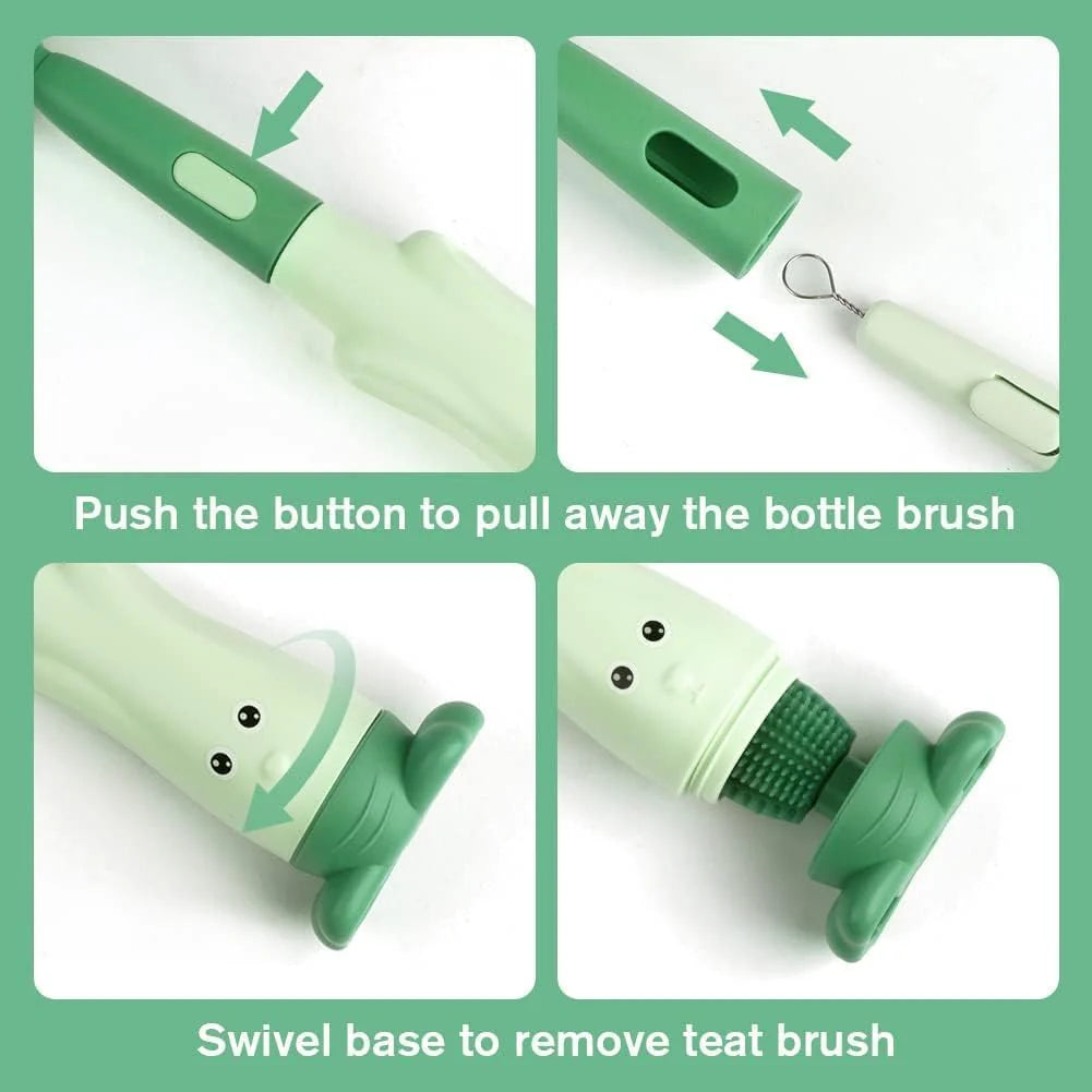 3-in-1 Silicone Baby Bottle Cleaning Brush Set – Bottle, Nipple & Straw Cleaner